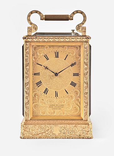 A fine and rare mid 19th century hour repeating carriage clock by James McCabe