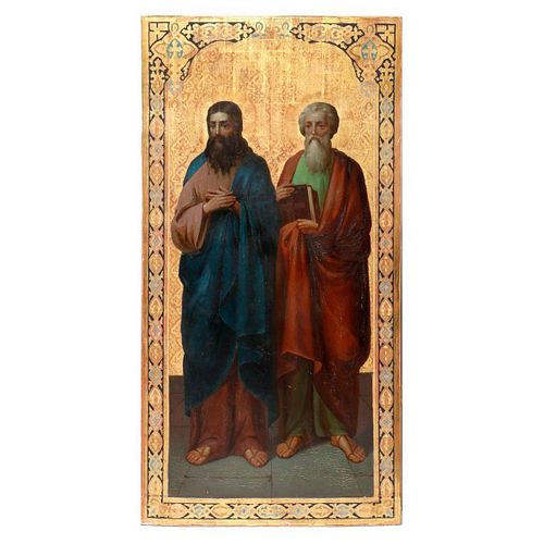 Large Russian Icon on Wood Panel, Late 19th Century