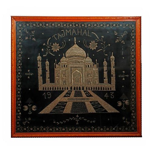 Indian Embroidered Tapestry of Taj Mahal