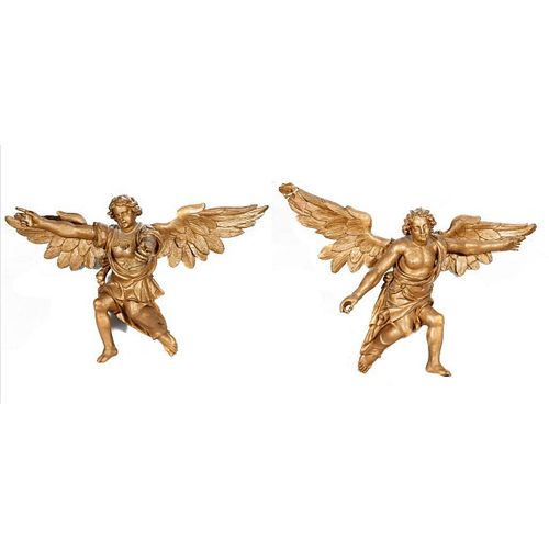 Pair of Large Giltwood Angels