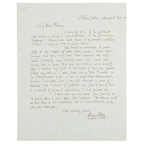 Edgar Allan Poe Autograph Letter Signed
