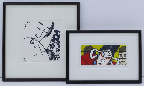 2pc Roger Shimomura Pop Art Serigraphs