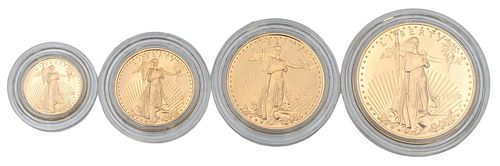 Four Piece Gold Eagle Set, to include $50 1oz., $25 1/2 oz., $10 1/4 oz., $5 1/10oz.