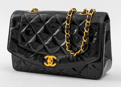 Chanel Diana Quilted Patent Leather Handbag