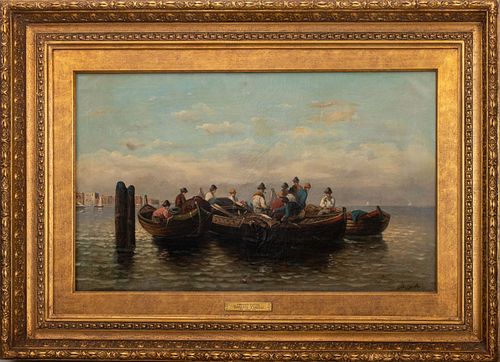 Giuseppe Carelli (Italian 1858-1921), "Fishermen"