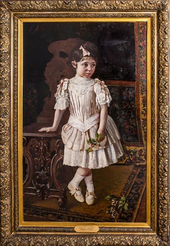 Augusto Alberici 'Young Girl In White Dress' Oil