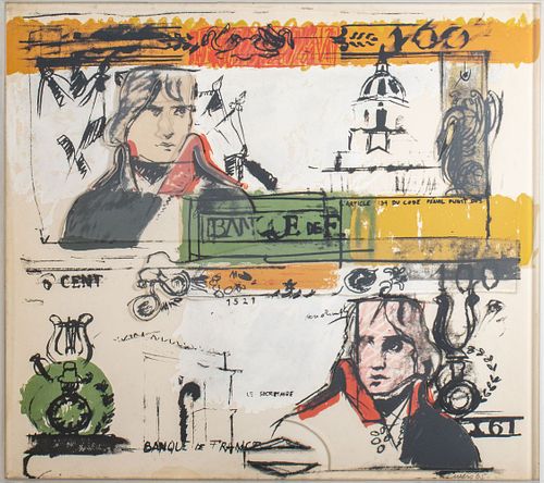 Larry Rivers "Double French Money" Mixed Media