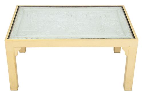Modern Chinese Plaster Panel Mounted Coffee Table