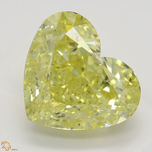 5.02 ct, Natural Fancy Intense Yellow Even Color, VVS2, Heart cut Diamond (GIA Graded), Appraised Value: $719,800 