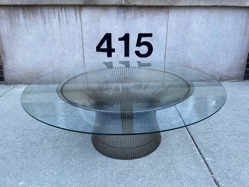 Mid Century WARREN PLATNER for KNOLL Glass and Stainless Steel Coffee Table 