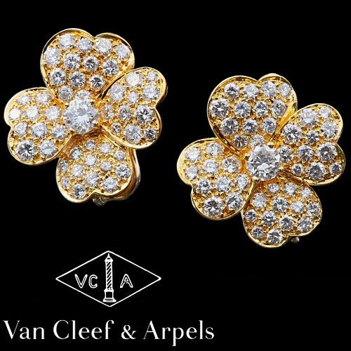 VAN CLEEF & ARPELS, PAIR OF 'COSMOS' FLORAL DIAMOND EARRINGS