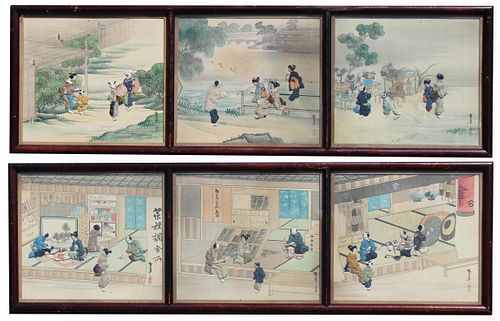 (2) Chinese Applied Embroidery Triptychs