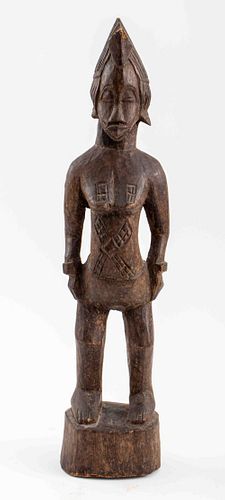 Yoruba Wooden Female Ibeji Sculpture