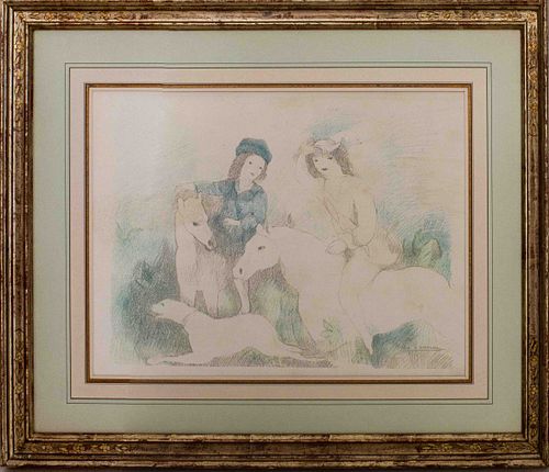 Marie Laurencin Lithograph of Figures on Horseback