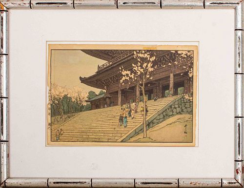 Hiroshi Yoshida "Chionin Temple Gate" Woodblock