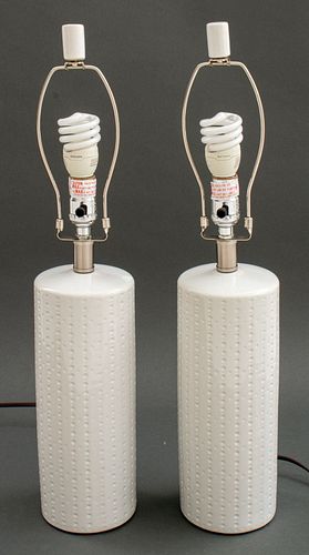 Mod 1970s Style White Ceramic Lamps