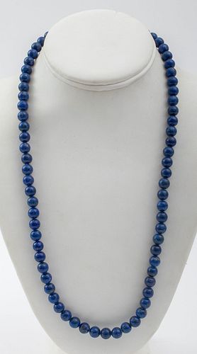 Lapis Lazuli Beaded Necklace With Gold Tone Clasp
