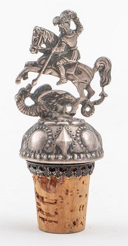 St. George Slaying the Dragon Silverplate Stopper