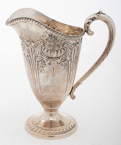 Frank M Whiting Hand Chased Small Sterling Pitcher