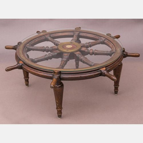 A Vintage Ship's Wheel Low Table, 20th Century,