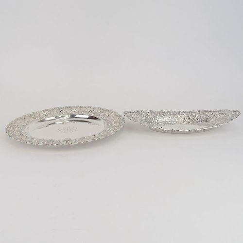 Two Vintage American Sterling Silver Floral Repousse Serving Pieces.