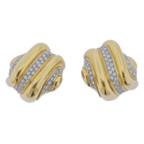 Andrew Clunn 18k Gold Diamond Earrings 