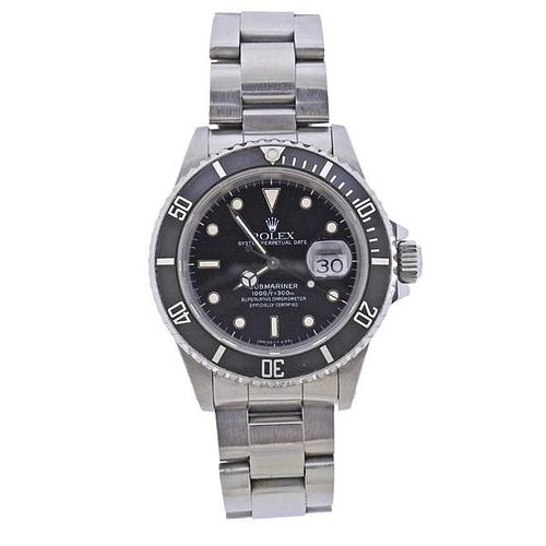 Rolex Submariner Black Dial Bezel Steel Watch 16610