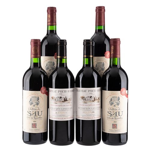 Lote de Vinos Tintos de Francia. Château de Sau. Château Pech - Redon. En presentaciones de 750 ml. Total de piezas: 6.