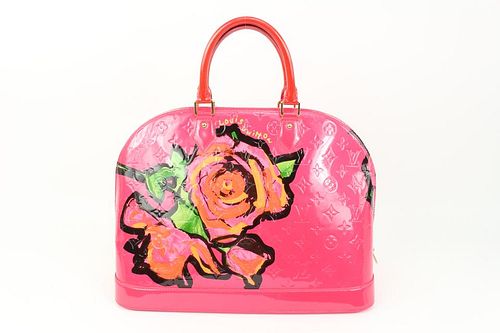 LOUIS VUITTON STEPHEN SPROUSE PINK ROSE POP ROSES ALMA MM VERNIS