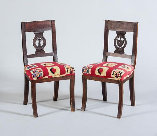 TWO SIMILAR DIRECTOIRE PROVINCIAL MAHOGANY SIDE CHAIRS