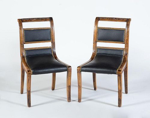 PAIR OF ITALIAN NEOCLASSICAL STYLE MAHOGANY SIDE CHAIRS