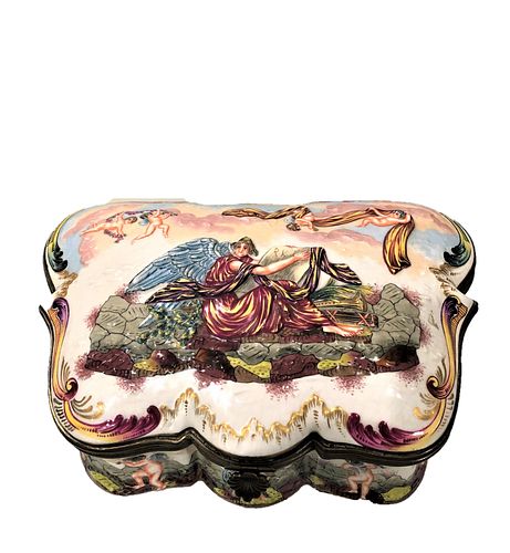 Antique Large Ginori CapoDiMonte Porcelain Box