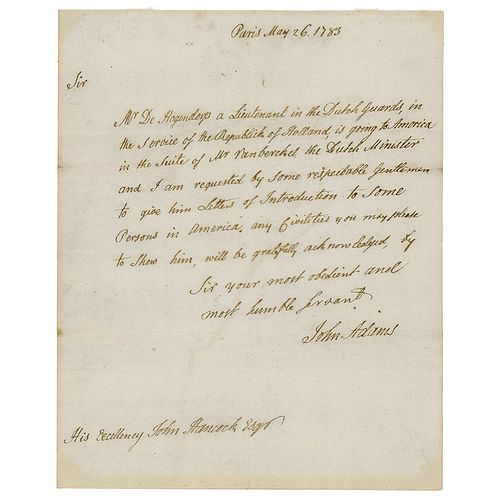 John Adams Autograph Letter Signed to John Hancock