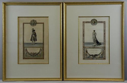 Pair of Napoleonic Hand Colored Engravings.