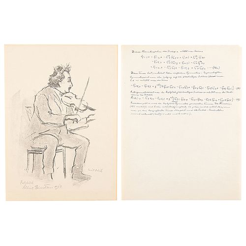 Albert Einstein Autograph Mathematical Manuscript and Signed Lithograph