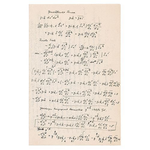 Albert Einstein Handwritten Letter with Mathematical Equations