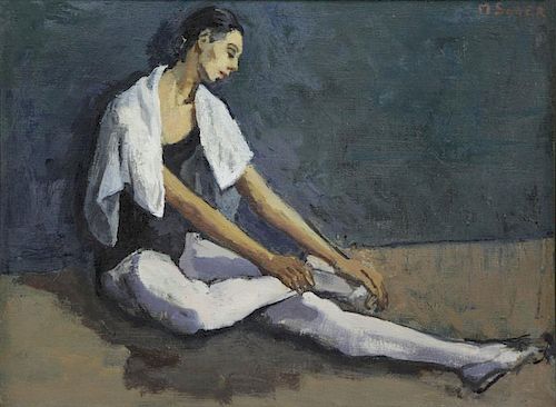 SOYER, Moses. Oil on Canvas. Dancer Resting.