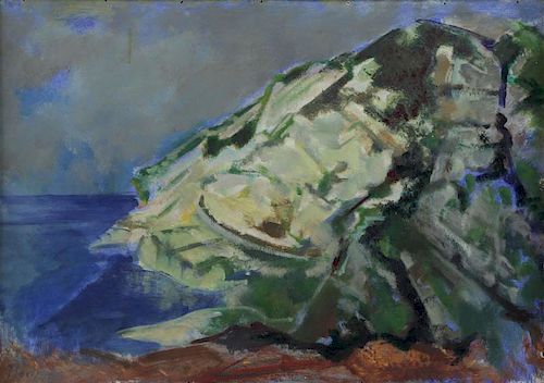 FLOCH, Joseph. Oil on Board. "The Rock Near San