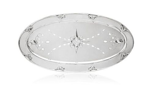 A Large and Early Georg Jensen Silver Fish Platter and Mazarine 206
