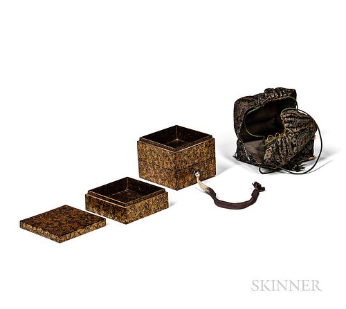 Maki-e-lacquered Three-tiered Box and Cover