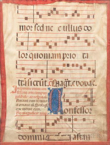 Choir Book Page with Illuminated Letter A