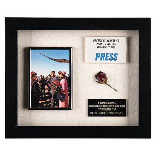 John F. Kennedy Assassination: Rosebud from Jackie&#39;s Bouquet and Jay Watson&#39;s Press Pass