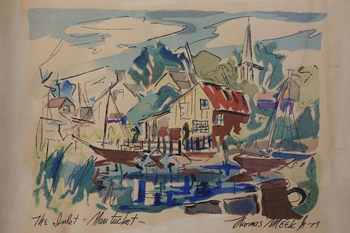Thomas Meek Colored Print "The Inlet, Nantucket", circa 1951