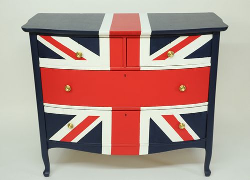 Union Jack Painted Chest of Four Drawers, circa 1900