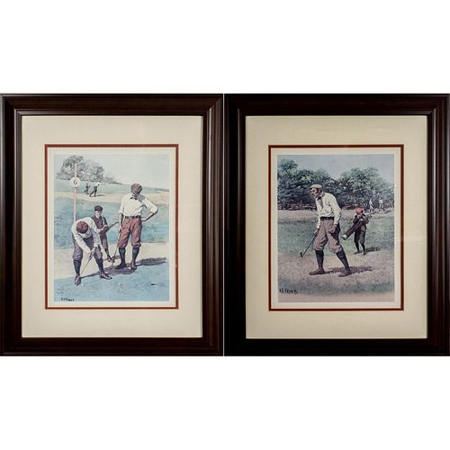 Framed Pair of Vintage Golfing Prints