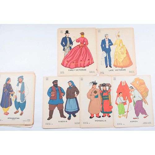 11pc Museum Extension Project WPA Colored Costume Plates