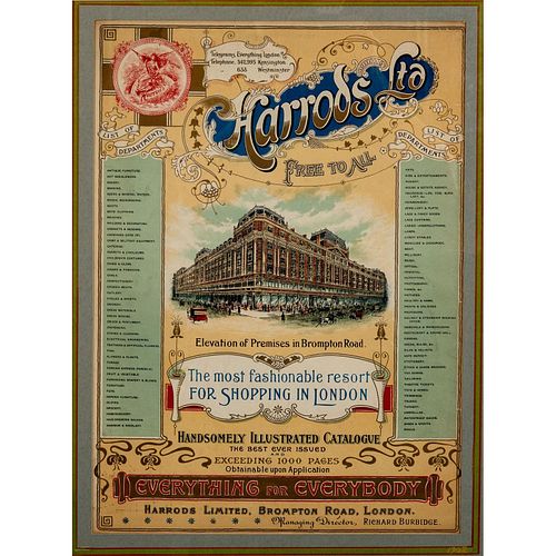 Antique Harrods Department Store Advertising Fine Art Print