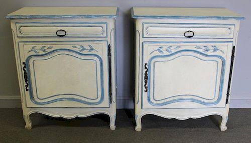 Pair of Antique French Paint Decorated Cabinets.