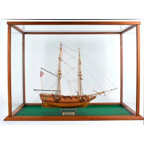 USS Perez Large Scaled Model Ship with Display Case