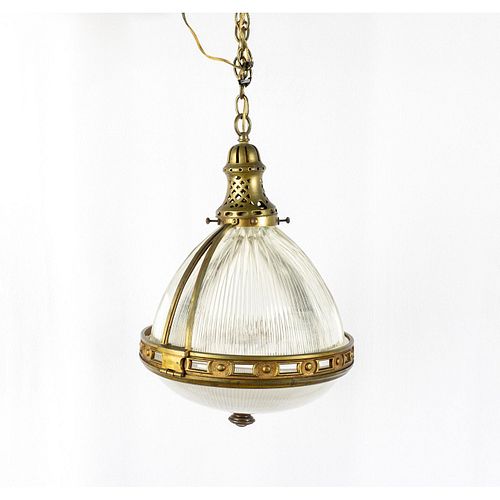 2pc Holophane Glass Industrial Ceiling Light Fixture